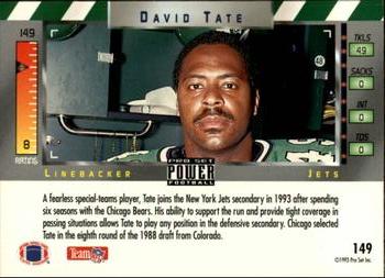 1993 Pro Set Power #149 David Tate Back
