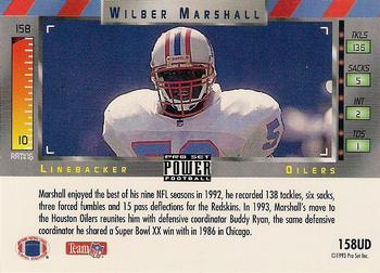 1993 Pro Set Power #158UD Wilber Marshall Back