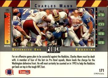 1993 Pro Set Power #171 Charles Mann Back