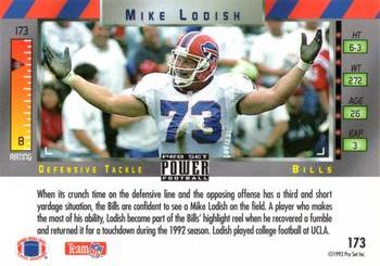 1993 Pro Set Power #173 Mike Lodish Back