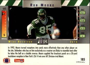 1993 Pro Set Power #185 Rob Moore Back
