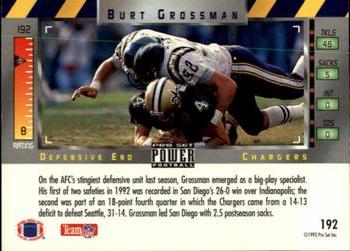 1993 Pro Set Power #192 Burt Grossman Back