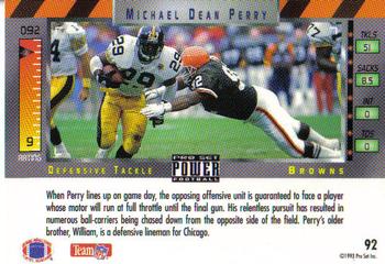 1993 Pro Set Power #92 Michael Dean Perry Back