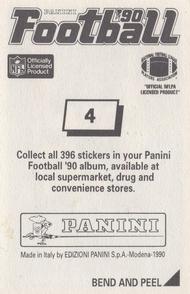 1990 Panini Stickers #4 Thurman Thomas Back