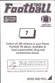 1990 Panini Stickers #7 Cornelius Bennett Back