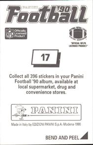 1990 Panini Stickers #17 David Fulcher Back