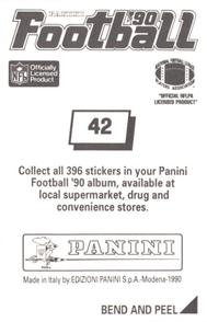 1990 Panini Stickers #42 Vance Johnson Back