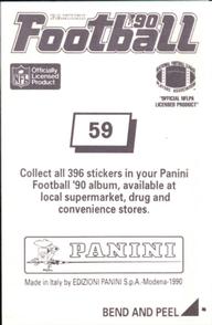 1990 Panini Stickers #59 Allen Pinkett Back