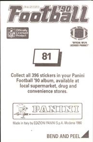 1990 Panini Stickers #81 Kansas City Chiefs Crest Back