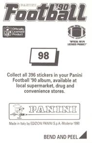 1990 Panini Stickers #98 Steve Beuerlein Back