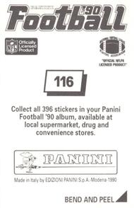1990 Panini Stickers #116 Jim Jensen Back