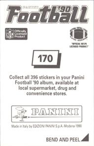 1990 Panini Stickers #170 Billy Joe Tolliver Back