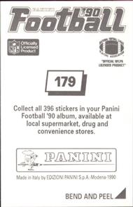 1990 Panini Stickers #179 Jacob Green Back