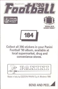 1990 Panini Stickers #184 Joe Nash Back