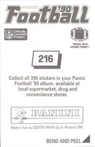 1990 Panini Stickers #216 Deion Sanders Back