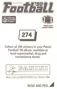 1990 Panini Stickers #274 Alvin Wright Back