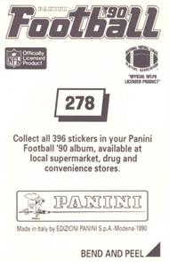 1990 Panini Stickers #278 Pete Holohan Back