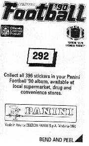 1990 Panini Stickers #292 Herschel Walker Back