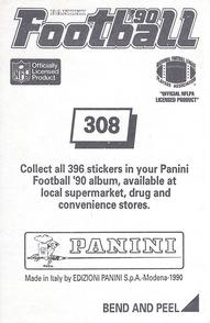 1990 Panini Stickers #308 New Orleans Saints Crest Back