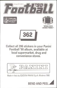 1990 Panini Stickers #362 Tom Rathman Back
