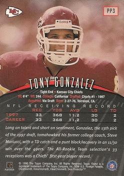 1998 Finest - Pre-Production #PP3 Tony Gonzalez Back