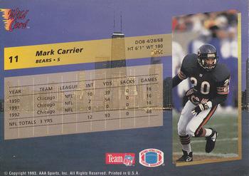 1993 Wild Card #11 Mark Carrier Back