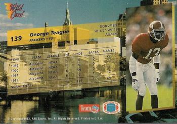 1993 Wild Card #139 George Teague Back