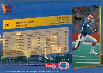 1993 Wild Card #26 Andre Reed Back