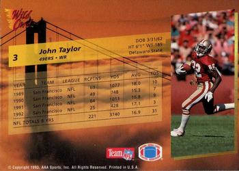 1993 Wild Card #3 John Taylor Back