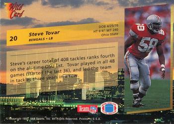 1993 Wild Card #20 Steve Tovar Back