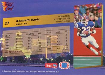 1993 Wild Card #27 Kenneth Davis Back