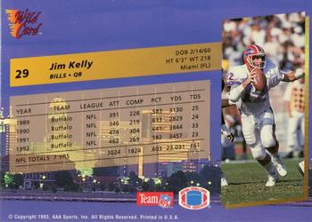 1993 Wild Card #29 Jim Kelly Back