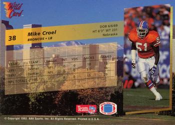 1993 Wild Card #38 Mike Croel Back