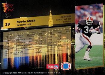 1993 Wild Card #39 Kevin Mack Back