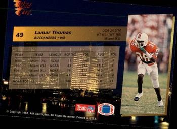 1993 Wild Card #49 Lamar Thomas Back