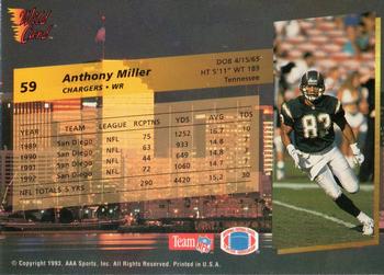 1993 Wild Card #59 Anthony Miller Back