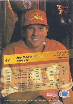 1993 Wild Card #67 Joe Montana Back