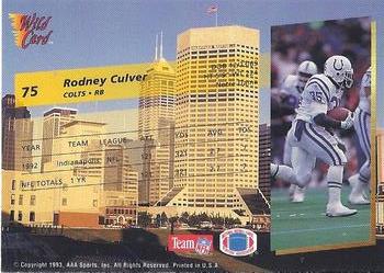 1993 Wild Card #75 Rodney Culver Back