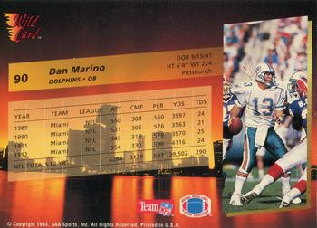 1993 Wild Card #90 Dan Marino Back