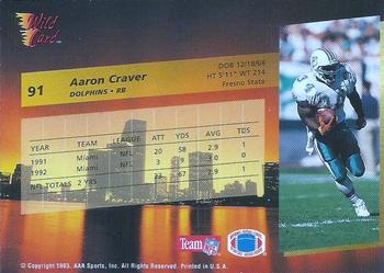 1993 Wild Card #91 Aaron Craver Back