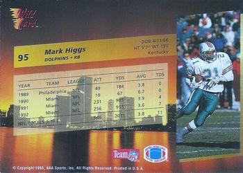 1993 Wild Card #95 Mark Higgs Back