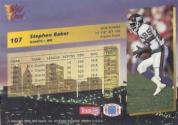 1993 Wild Card #107 Stephen Baker Back
