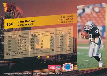1993 Wild Card #150 Tim Brown Back