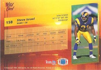 1993 Wild Card #158 Steve Israel Back
