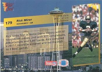 1993 Wild Card #179 Rick Mirer Back