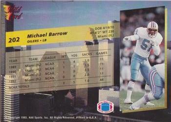 1993 Wild Card #202 Micheal Barrow Back