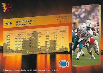 1993 Wild Card #209 Keith Byars Back