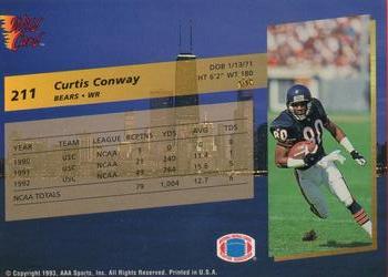 1993 Wild Card #211 Curtis Conway Back