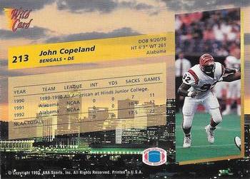 1993 Wild Card #213 John Copeland Back