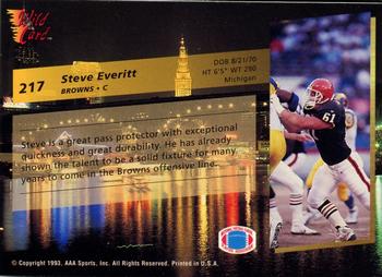 1993 Wild Card #217 Steve Everitt Back